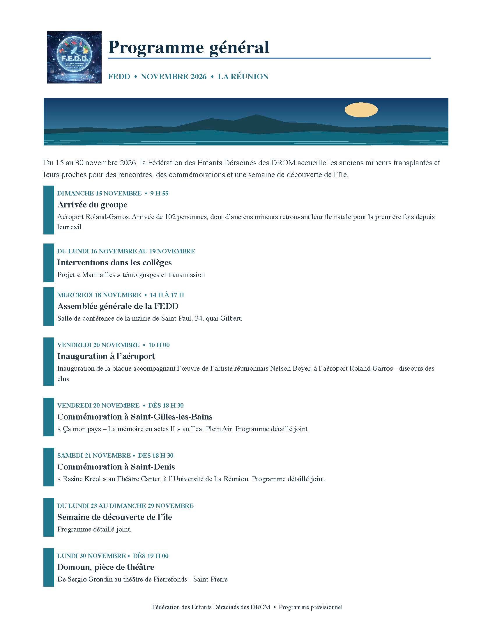 Image 5 pages de programme général
