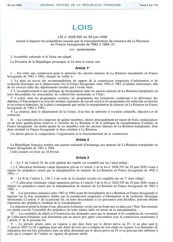 La loi du 29 juin 2026 reconnaît et répare les préjudices des enfants déracinés